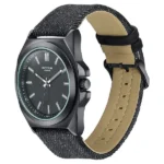 Sonata Poze Quartz Analog Black Dial Black Denim Leather Strap Watch For Men - Image 2