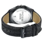 Sonata Poze Quartz Analog Black Dial Black Denim Leather Strap Watch For Men - Image 5