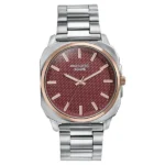 Sonata Poze Quartz Analog Red Dial Silver Metal Strap Watch For Men