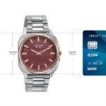 Sonata Poze Quartz Analog Red Dial Silver Metal Strap Watch For Men - Image 5
