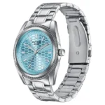 Poze By Sonata Quartz Analog Blue Dial Silver Metal Strap Watch For Men - Image 2