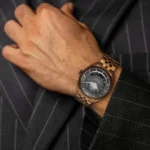 Titan Stellar Cupola Automatic Analog with Sun Moon Phase and Gray Dial IP Bronze Stainless Steel Strap Watch for Men - Image 6