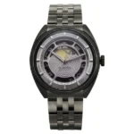 Titan Stellar Cupola Automatic Analog with Sun Moon Phase and Silver Dial Dark Gun Stainless Steel Strap Watch for Men