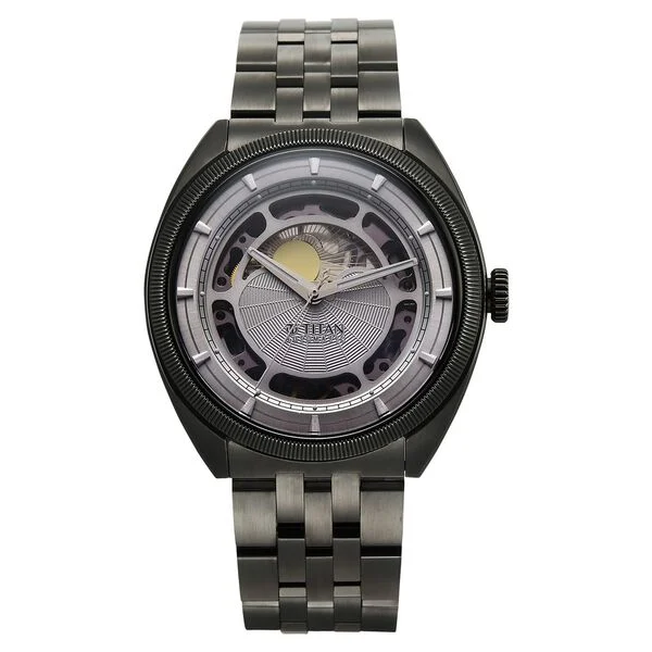 10011QM02_2 Titan Stellar Cupola Automatic Analog with Sun Moon Phase and Silver Dial Dark Gun Stainless Steel Strap Watch for Men - Image 1