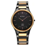 Titan Edge Ceramic Quartz in Midnight Gold with Black Dial Watch for Men