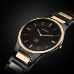 Titan Edge Ceramic Quartz in Midnight Gold with Diamonds and Black Dial Watch for Men - Image 4