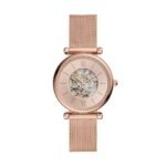 Fossil Carlie Automatic Rose Gold-Tone Stainless Steel Mesh Watch
