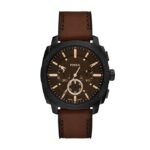 Fossil Machine Chronograph Brown Leather Watch and Bracelet Set