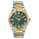 Poze Poze Quartz Analog Green Dial Two Toned Metal Strap Watch For Men