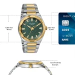 Poze Poze Quartz Analog Green Dial Two Toned Metal Strap Watch For Men - Image 5