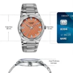 Poze Poze Quartz Analog Orange Dial Silver Metal Strap Watch For Men - Image 5