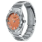 Poze Poze Quartz Analog Orange Dial Silver Metal Strap Watch For Men - Image 2