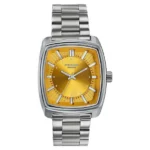 Poze Poze Quartz Analog Mustard Dial Silver Metal Strap Watch For Men
