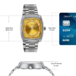 Poze Poze Quartz Analog Mustard Dial Silver Metal Strap Watch For Men - Image 4