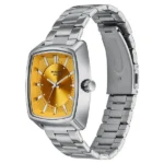Poze Poze Quartz Analog Mustard Dial Silver Metal Strap Watch For Men - Image 2