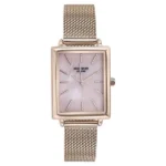 Sonata Poze Quartz Analog Pink Mother Of Pearl Dial Rose Gold Color Stainless Steel Strap Watch For Women